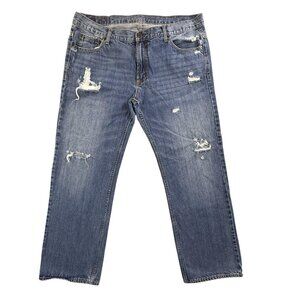 Aeropostale Jeans Mens 38x32 Blue Distressed Straight Denim Ripped Pants Y2K